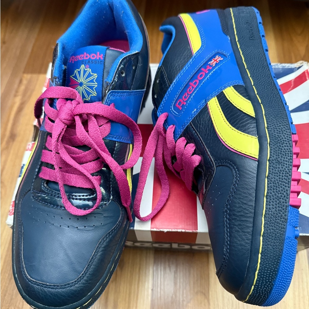 Reebok Blue and Pink Sneakers Vibrant Athletic Design